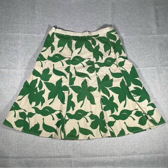 Banana Republic Linen Skirt Women Size 2 Vintage A-Line Lined Green Leaf Print - Picture 6 of 10